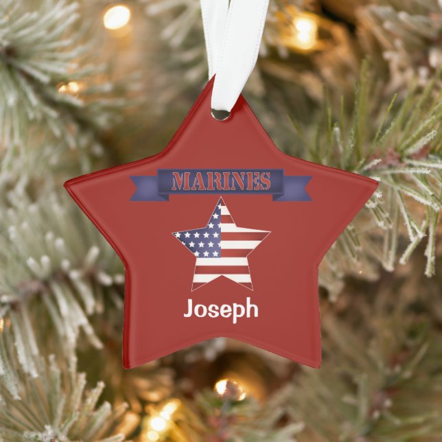 Bewaffnete Truppen Marines Flag Personalisierte Or Ornament (Baum)