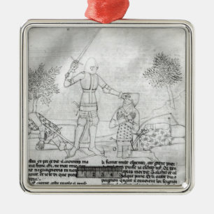 Bewaffnung eines Ritters auf einem Schlachtfeld Silbernes Ornament