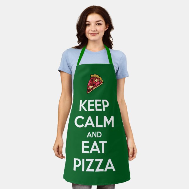 Bewahre Ruhe und iss Pizza 2 Schürze (Getragen)