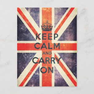 Bewahre Ruhe und mach weiter vintage Union Jack Fa Postkarte