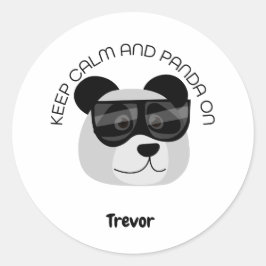 Bewahre Ruhe und Panda An Runder Aufkleber