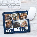 Bewahren Sie den besten Vater je Vatertag FotoColl Mousepad<br><div class="desc">Kühner "bester Papa je" in einem Schriftart aus weißer san Serif mit 3 quadratischen Fotos auf einem Gitter,  das dunkelblau überragt.</div>