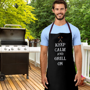 Bewahren Sie Ruhe und Grillen Sie weiter Schwarz b Schürze
