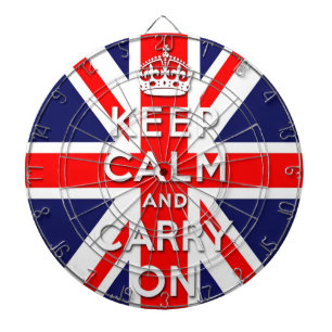 Bewahren Sie Ruhe und machen Sie weiter Union Jack Dartscheibe