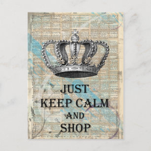 Bewahren Sie Ruhe und shoppen Sie Vintage-Abstrakt Postkarte