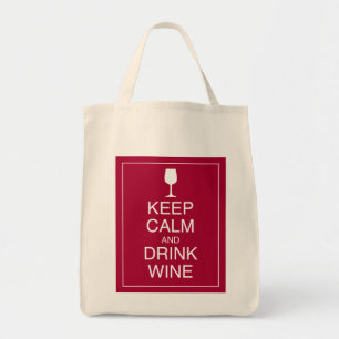 Bewahren Sie Ruhe und trinken Sie Wein - Flaschene Tragetasche