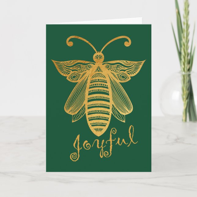 Bewahrung der Honigbiene "BEE JOYFUL" Feiertagskarte (Vorderseite)