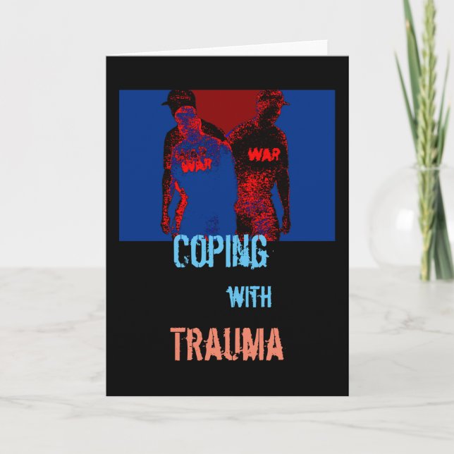 "Bewältigung von Trauma" in Rot, Blau, Schwarz Karte (Vorderseite)
