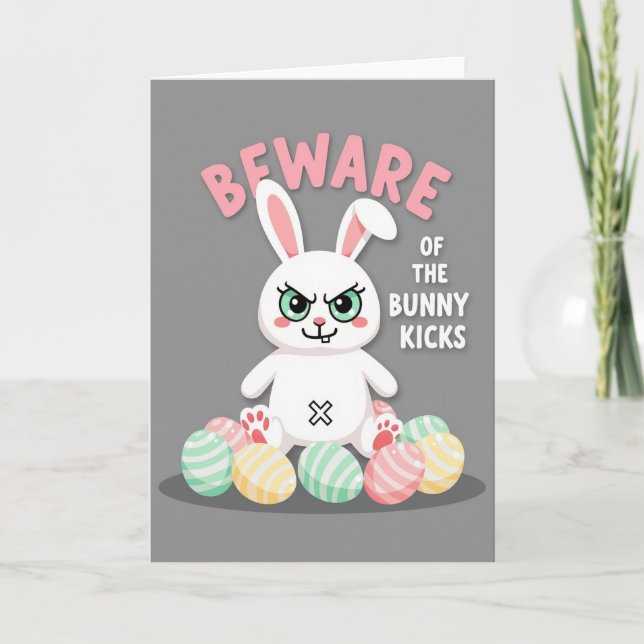 Beware Bunny Kicks Faux Gold Card Karte (Vorderseite)
