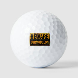 BEWARE CURMUDGEON - Warnschild für rostiges Metall Golfball
