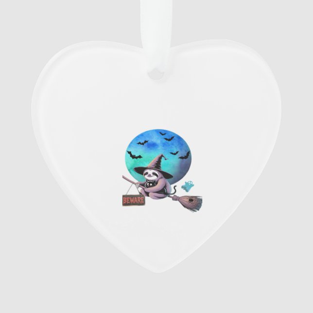 Beware Cute Witch Sloth Flying on Broom Halloween  Ornament (Vorderseite)