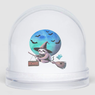 Beware Cute Witch Sloth Flying on Broom Halloween  Schneekugeln