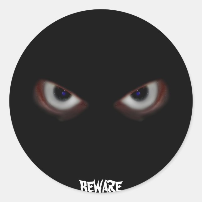 BEWARE DIE AUGEN RUNDER AUFKLEBER (Vorderseite)