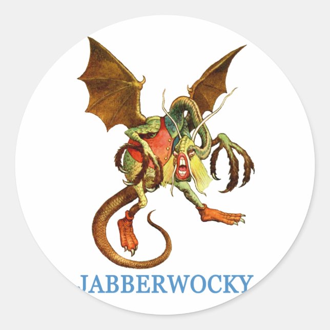 BEWARE DIE DREIERTE JABBERWOCKY RUNDER AUFKLEBER (Vorderseite)