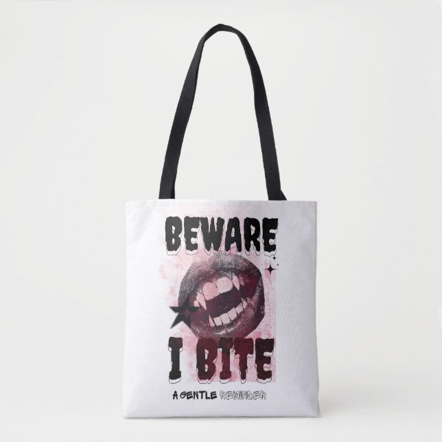 BEWARE I BITE - Grunge Vampire Aesthetic Y2K Goth  Tasche (Vorderseite)