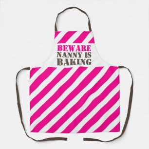 BEWARE Nanny backt grafisch rosa Warnstreifen Stre Schürze
