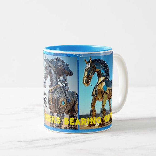 Beware of Greeks bearing gifts Zweifarbige Tasse (VorderseiteRechts)