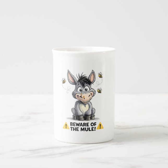 Beware Of The Mule Funny Donkey Warning Design Prozellantasse (Vorderseite)