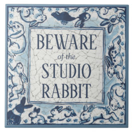Beware Studio Rabbit Delft Blue White Sign Dedham Fliese