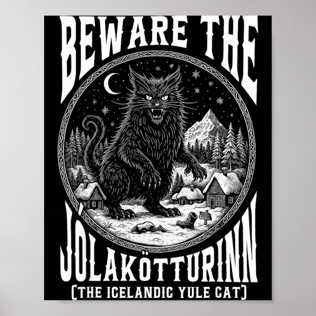 Beware The Jolakotturinn Yule Cat Icelandic Christ Poster (Vorne)