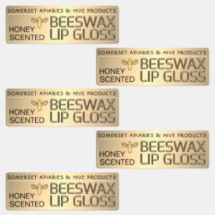 Bewässertes BeesWachs Lip Gloss Label mit Goldbeer Etiketten