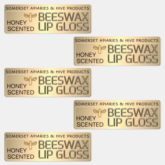 Bewässertes BeesWachs Lip Gloss Label mit Goldbeer Etiketten (Gruppe)