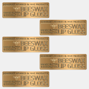 Bewässertes BeesWachs Lip Gloss Label mit Goldbeer Etiketten