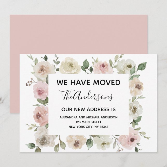 Bewegende Ankündigung Dusty Pink Floral (Vorne/Hinten)