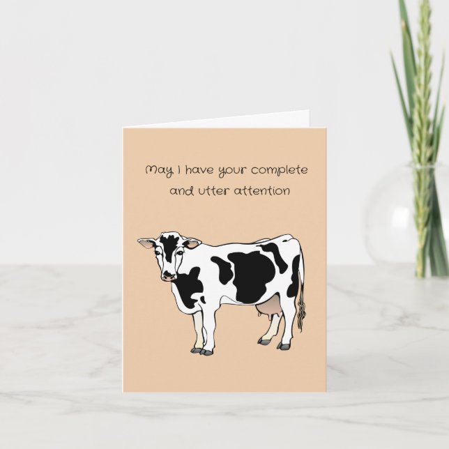 Bewegende Ankündigung Funny Cow Card (Vorderseite)