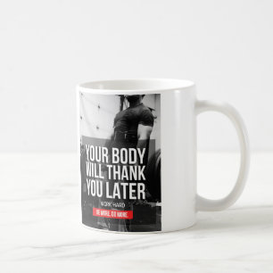 Bewegende Gymnastik trainieren - hart arbeiten Kaffeetasse
