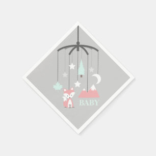 Bewegliche moderne rosa Babyparty-Servietten Fox Serviette