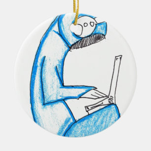 Beweglicher Musik-Produzent - Blau Keramik Ornament