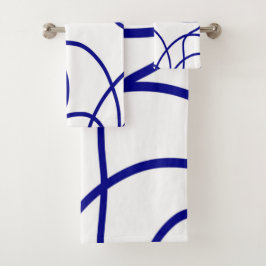 Bewegung: Linie Art in Blau und Weiß Badhandtuch Set