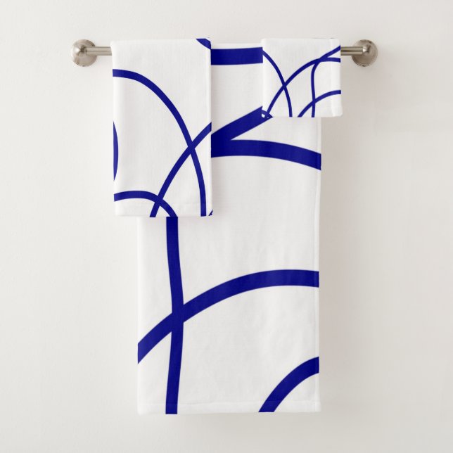 Bewegung: Linie Art in Blau und Weiß Badhandtuch Set (Insitu)