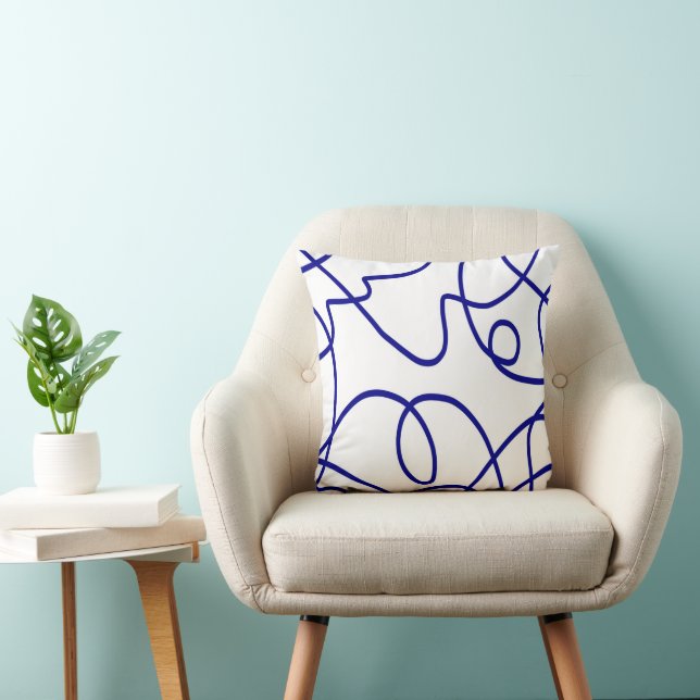 Bewegung: Linie Art in Blau und Weiß Kissen (Stuhl )