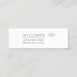 Bewegung. Neue Adresse. Minimale Typografie 01. Mini Visitenkarte