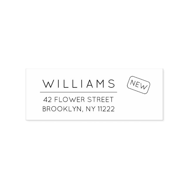 Bewegung. Neue Adresse. Minimale Typografie 01a. Gummistempel (Prägung)