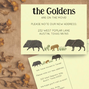 BEWEGUNGSANKÜNDIGUNG Familie Javelina Südwesten Postkarte