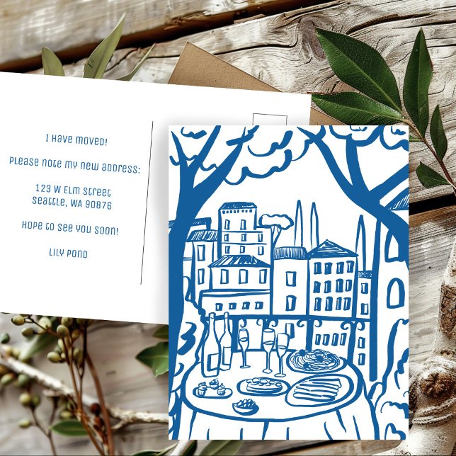 BEWEGUNGSANKÜNDIGUNG Neue Wohnadresse Balkon Postkarte (MOVING ANNOUNCEMENT New Apartment Address Balcony Postcard
)