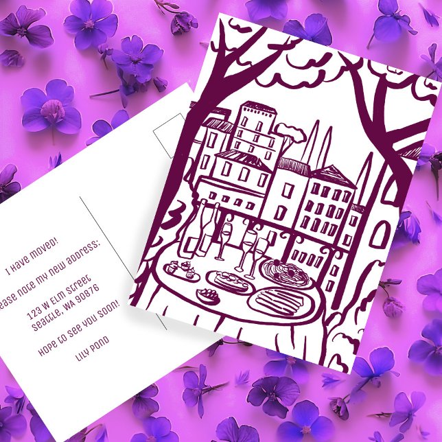 BEWEGUNGSANKÜNDIGUNG Neue Wohnadresse Balkon Postkarte (MOVING ANNOUNCEMENT New Apartment Change of Address Balcony Postcard
)