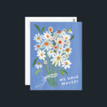 BEWEGUNGSANKÜNDIGUNG Niedliche Daisy Bouquet handb Postkarte<br><div class="desc">Mit dieser hübschen Blumenkunst senden Sie eine Nachricht über Ihren Umzug an Freunde und Familienmitglieder: Passen Sie diese handgemalte Tageskarte mit eigenem Text vorne oder hinten an! Anpassen, indem Sie auf "Personalisieren" klicken, um den Text zu ändern oder "Design bearbeiten", um Schriftart, Farben und mehr zu ändern! Lass mir, dass...</div>