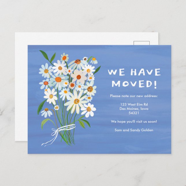 BEWEGUNGSANKÜNDIGUNG Niedliche Daisy Bouquet handb Postkarte (Vorne/Hinten)
