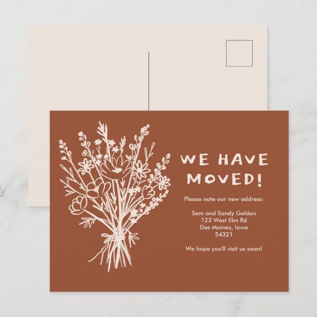 BEWEGUNGSANKÜNDIGUNG Wildblume Bouquet Niedlich Do Postkarte (Vorne/Hinten)