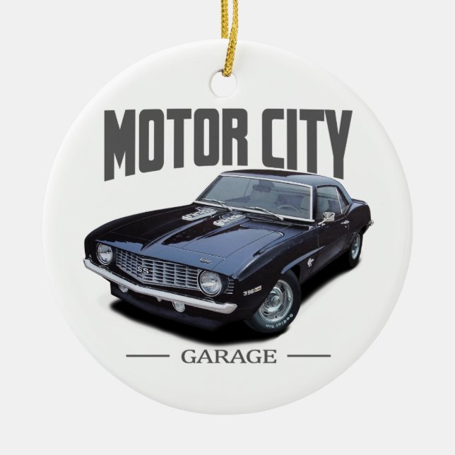 Bewegungsstadt-Garage Camaro Keramik Ornament (Vorne)