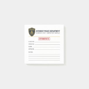 Beweismittel-Notizen der Polizeiabteilung Avenholt Post-it Klebezettel