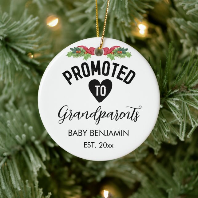 Bewerbung für Großeltern Personalisierter Babyname Keramik Ornament (Baum)