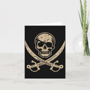 Bewerte Totenkopf Augenklappe gekreuzte Schwerter Karte