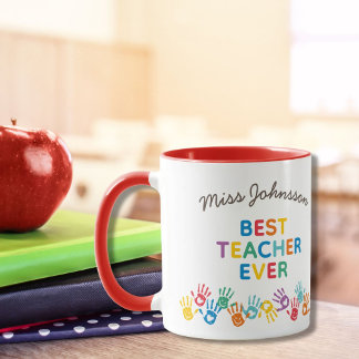 Bewertung der niedlich gestrichenen Hände Lehrer Tasse