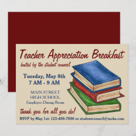 Bewertung des Buchstapler-Lehrers in der Bibliothe Einladung