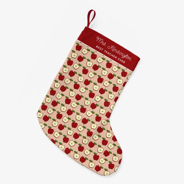 Bewertung des Red Apple Pattern Teacher Kleiner Weihnachtsstrumpf (Vorderansicht (hängend))